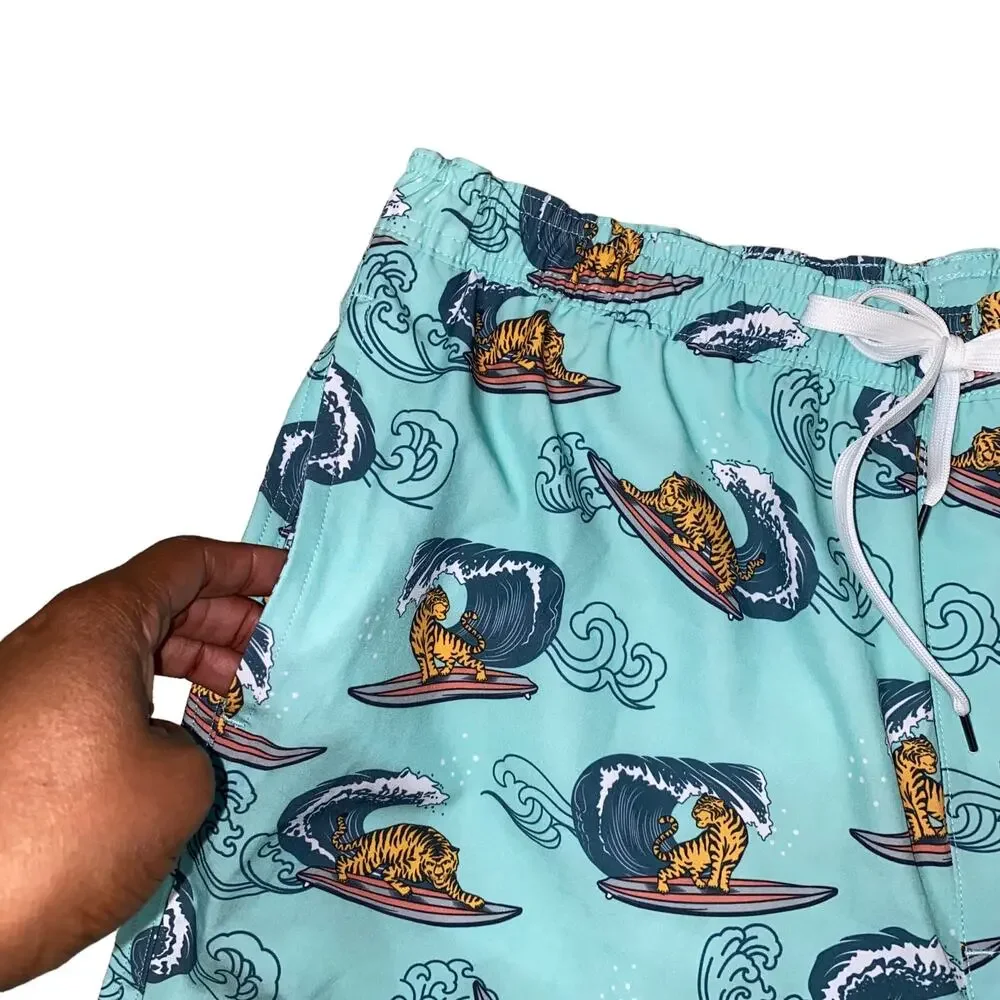 Sonoma Goods For Life Elastic Waist Swim Trunks surfing tiger print large NWTs